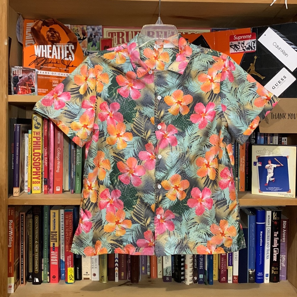 AMSCAN-girls multicolored floral short sleeve button down shirt